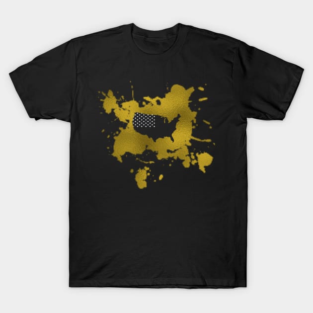 usa map with gold foil effect T-Shirt by test26